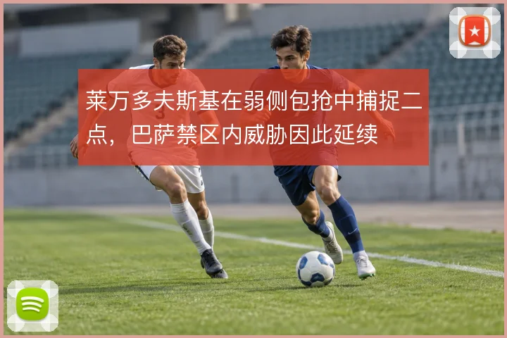 莱万多夫斯基在弱侧包抢中捕捉二点，巴萨禁区内威胁因此延续